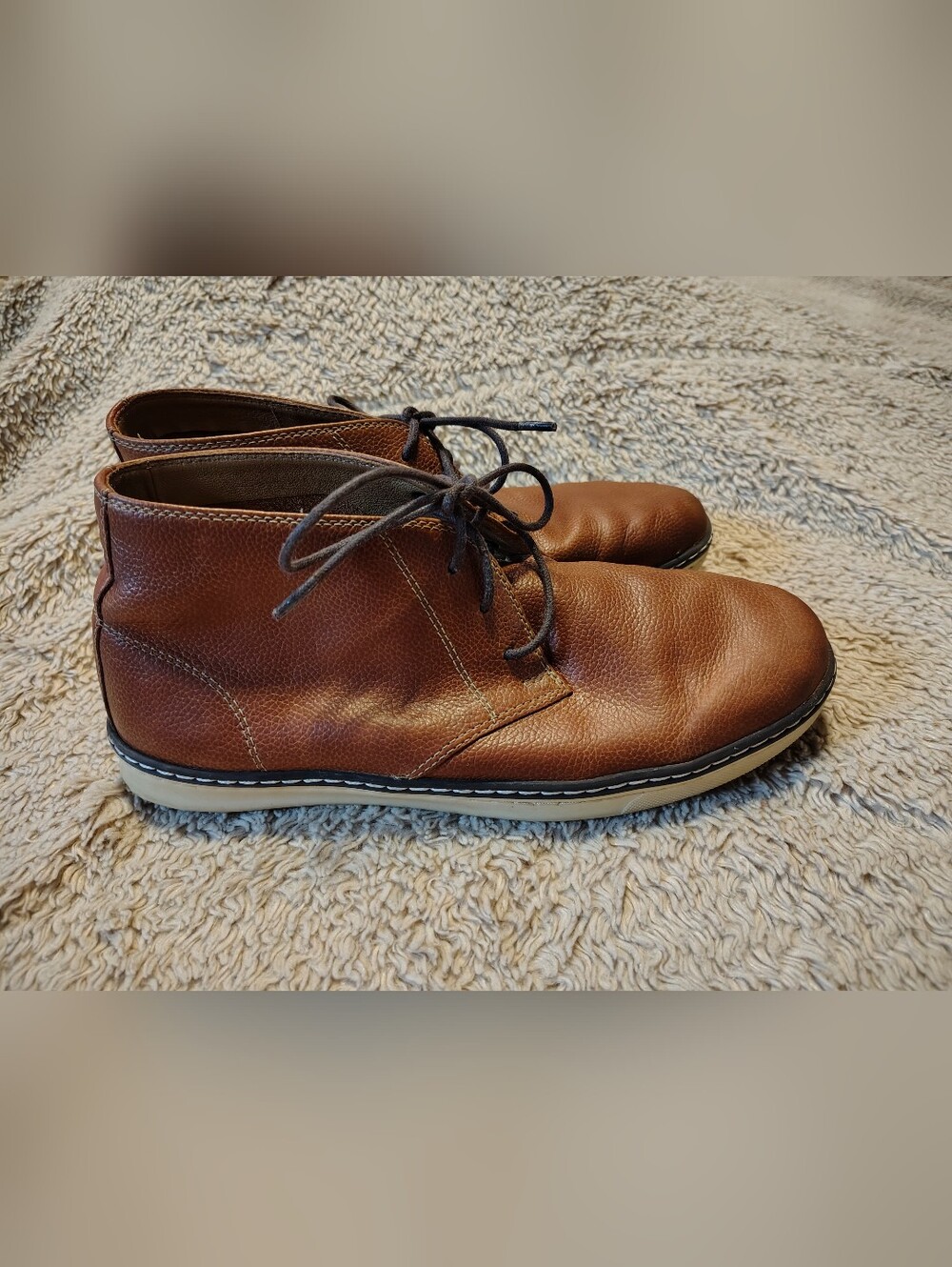 Johnston & Murphy Boys McGuffey Chukka Boots Polished Leather Brown Lace Up Sz 6
